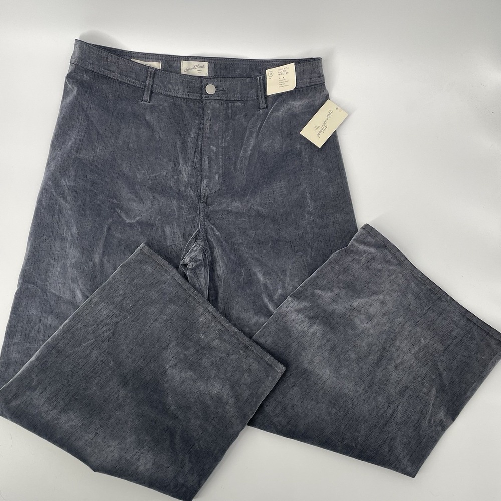 Universal Thread Pants Womens 17 R Gray Velour Sailor Wide Leg Super Stretch NWT